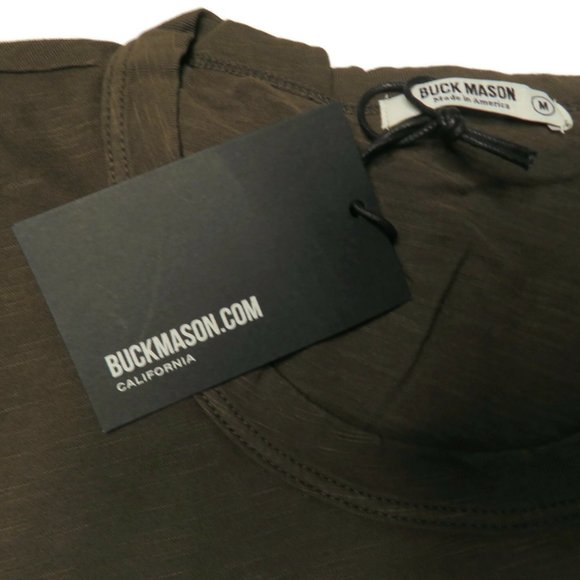 Buck Mason Mens Resin Slub T-Shirt Curved Hem L/S - Picture 3 of 10